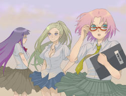 Rule 34 | 3girls, haruno sakura, hyuuga hinata, ishizaki miwako, multiple girls, naruto, naruto (series), school uniform, yamanaka ino