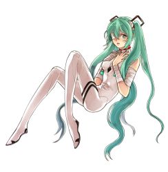 Rule 34 | 1girl, ayanami rei, ayanami rei (cosplay), bad id, bad pixiv id, bandage over one eye, bandages, cosplay, green eyes, green hair, hands on own chest, hatsune miku, interface headset, long hair, matching hair/eyes, nail polish, neon genesis evangelion, plugsuit, ppongtta bd, simple background, sitting, solo, transparent background, twintails, very long hair, vocaloid, white background