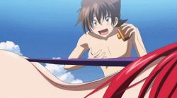 Rule 34 | 10s, 1boy, 2girls, animated, animated gif, anime screenshot, asia argento, ass, beach, between breasts, bikini, breast smother, breasts, face to breasts, grabbing, grabbing another&#039;s breast, groping, head between breasts, high school dxd, hyoudou issei, large breasts, long hair, lotion, lowres, multiple girls, panties, rias gremory, slingshot swimsuit, slipping, subtitled, sunscreen, swimsuit, thong, underwear