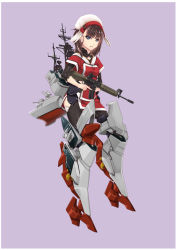 Rule 34 | 10s, 1girl, assault rifle, black pantyhose, blue eyes, blunt bangs, brown hair, chinese clothes, gun, hairband, hiememiko, holding, holding gun, holding weapon, kantai collection, looking at viewer, m16, original, pantyhose, personification, rifle, solo, trigger discipline, weapon