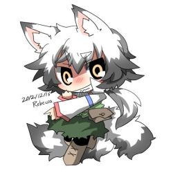 Rule 34 | 1girl, animal ear fluff, animal ears, animal eyars, artist name, bad id, bad twitter id, blush, dated, fox ears, fox tail, long hair, lowres, original, rebecca (keinelove), shirogane mitsuki, signature, silver hair, simple background, solo, tail, white background, yellow eyes