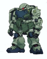 Rule 34 | gundam, highres, j z, mecha, mobile suit, mobile suit gundam, mobile suit gundam: cucuruz doan&#039;s island, no humans, one-eyed, open hands, red eyes, robot, solo, standing, white background, zaku ii, zeon
