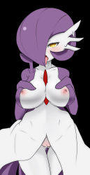 Rule 34 | 1girl, alternate color, blush, breasts, cleft of venus, creatures (company), ditto, game freak, gardevoir, gen 1 pokemon, gen 3 pokemon, highres, melting, nintendo, no humans, pokemon, pokemon (creature), purple hair, pussy, solo, tongue, tongue out, yellow eyes