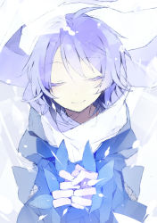 Rule 34 | 1boy, dress, closed eyes, hijiri (resetter), letty whiterock, male focus, original, own hands together, purple hair, scarf, short hair, sketch, smile, snow, solo, touhou