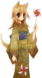 Rule 34 | animal ears, fox ears, holding pinwheel, japanese clothes, kimono, original, pinwheel, simple background, solo, suzushiro kurumi, tail, white background