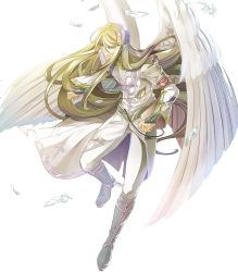 Rule 34 | 1boy, belt, blonde hair, boots, circlet, feathered wings, feathers, fire emblem, fire emblem: path of radiance, fire emblem: radiant dawn, fire emblem heroes, full body, green eyes, highres, long hair, male focus, nintendo, official art, pointy ears, reyson, solo, teeth, torn clothes, transparent background, wings