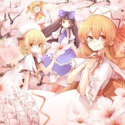 Rule 34 | 4girls, absurdres, chestnut mouth, day, dress, female focus, highres, lily white, long hair, luna child, multiple girls, pantyhose, rojiko, star sapphire, sunny milk, touhou, two side up, very long hair, white legwear, wings