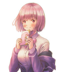 Rule 34 | 1girl, bad id, bad pixiv id, blush, book, bow, breasts, collared shirt, gridman universe, holding, holding book, looking to the side, medium breasts, purple bow, purple eyes, purple hair, purple sweater, shinjou akane, shirt, short hair, smile, solo, ssss.gridman, sweater, tubering, upper body