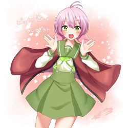 Rule 34 | 1girl, green eyes, green skirt, happi, japanese clothes, pink hair, sailor collar, seiseki-tan, skirt