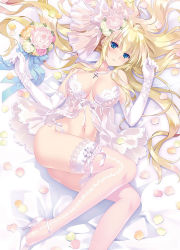 Rule 34 | 1girl, absurdres, ass, babydoll, bad id, bad yandere id, blonde hair, blue eyes, blush, bouquet, breasts, breasts apart, carnelian, cross, cross necklace, detexted, elbow gloves, flower, from above, gloves, hair flower, hair ornament, high heels, highres, irisdina bernhard, jewelry, lace, lace-trimmed gloves, lace-trimmed legwear, lace legwear, lace trim, large breasts, lingerie, long hair, looking at viewer, lying, muv-luv, muv-luv alternative, navel, necklace, negligee, on back, panties, petals, resized, schwarzesmarken, side-tie panties, sidelocks, smile, solo, string panties, thighhighs, third-party edit, underwear, underwear only, upscaled, very long hair, waifu2x, watermark, white gloves, white panties, white theme, white thighhighs