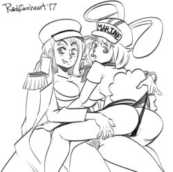 Rule 34 | 2girls, ass, breasts, butt crack, carrot (one piece), cleavage, monochrome, multiple girls, nami (one piece), one piece, tagme, wedgie