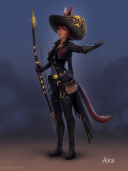 Rule 34 | 1girl, bard (final fantasy), belt, black footwear, black gloves, boots, bow (weapon), brown hair, cat tail, commission, cropped jacket, dark-skinned female, dark skin, facial mark, final fantasy, final fantasy xiv, gloves, hat, highres, holding, holding bow (weapon), holding weapon, jacket, lips, looking at viewer, max domikov, miqo&#039;te, open clothes, open jacket, red eyes, short hair, smile, solo, standing, tail, teeth, thigh boots, thighhighs, weapon, whisker markings
