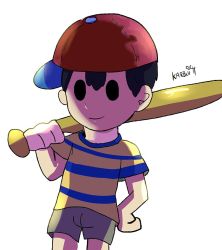 Rule 34 | 1boy, hat, karbuitt, male focus, mother (game), mother 2, ness (mother 2), nintendo, red hat, shirt, solo, striped clothes, striped shirt, tagme