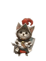 Rule 34 | animal, animal ears, animal focus, armor, bell, cape, cat, cat ears, couter, full armor, helmet, knight, looking at viewer, medieval, no humans, original, shield, simple background, solo, standing, sword, tahra, weapon, white background
