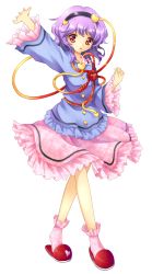 Rule 34 | 1girl, absurdres, arm up, blush, crossed legs, female focus, full body, hairband, heart, highres, komeiji satori, looking at viewer, mauve, open mouth, orange eyes, outstretched arm, purple hair, red eyes, short hair, slippers, socks, solo, standing, touhou, transparent background