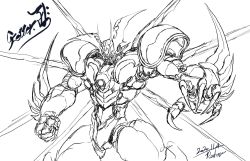 Rule 34 | arm blade, artist name, character name, dated, getter arc, getter robo, getter robo arc, highres, mecha, monochrome, no humans, open hand, robot, ryu suio shou, sketch, solo, super robot, weapon