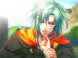 Rule 34 | 1boy, alvaro garay, artist request, fingernails, green hair, male focus, nail polish, pink eyes, solo, tagme, wand of fortune