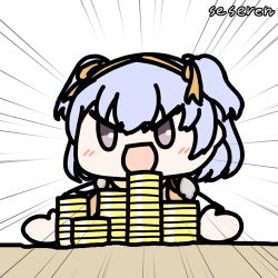 Rule 34 | 1girl, animated, animated gif, coin, lowres, money, open mouth, seseren, short hair