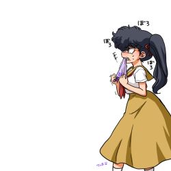 Rule 34 | 1girl, angry, biting, highres, kunou kodachi, ranma 1/2, school uniform, side ponytail, solo, tears, wanta (futoshi)
