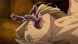 Rule 34 | 1girl, all the way through, animated, animated gif, barefoot, bdsm, blonde hair, bondage, bouncing breasts, bound, breasts, chain, cuffs, ikusa otome suvia, intestine bulge, lactation, large breasts, long hair, lowres, monster, open mouth, rape, saliva, sex, stomach bulge, suspension, tentacle sex, tentacles, throat bulge, vaginal, valkyrie sigurd