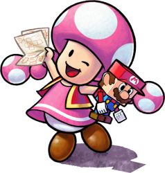 Rule 34 | 1girl, looking at viewer, mario (series), official art, one eye closed, super mario bros. 1, toadette, twintails, wink