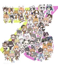 Rule 34 | 10s, 6+girls, :d, alpine ibex (kemono friends), animal ears, annotated, antenna hair, antlers, apron, arabian oryx (kemono friends), bat-eared fox (kemono friends), bell, bilby (kemono friends), black eyes, black hair, blackbuck (kemono friends), blue eyes, bow, bowtie, braid, brown eyes, brown hair, character request, chibi, chiru (kemono friends), common brushtail possum (kemono friends), common eland (kemono friends), common ringtail possum (kemono friends), common wombat (kemono friends), culpeo (kemono friends), danzaburou-danuki (kemono friends), deer ears, empty eyes, expressionless, eyepatch, fang, full body, fur collar, fur trim, glasses, gradient hair, green eyes, green ringtail possum (kemono friends), grey eyes, grey hair, hand up, heterochromia, highres, horns, impala (kemono friends), inugami gyoubu (kemono friends), japanese badger (kemono friends), japanese dwarf flying squirrel (kemono friends), kangaroo ears, kangaroo tail, kemono friends, koala (kemono friends), kyuushuu flying squirrel (kemono friends), long hair, long sleeves, looking at viewer, maid apron, maid headdress, moose (kemono friends), moose ears, mountain goat (kemono friends), mule deer (kemono friends), multicolored hair, multiple girls, neck ribbon, necktie, numbat (kemono friends), open hand, open mouth, pademelon (kemono friends), pale fox (kemono friends), pere david&#039;s deer (kemono friends), pince-nez, polearm, possum ears, possum tail, pronghorn (kemono friends), pudu puda (kemono friends), red eyes, red kangaroo (kemono friends), reindeer (kemono friends), rhim gazelle (kemono friends), ribbon, roe deer (kemono friends), sable antelope (kemono friends), saiga antelope (kemono friends), scaly-tailed possum (kemono friends), schomburgk&#039;s deer (kemono friends), shaded face, short hair, short sleeves, sika deer (kemono friends), skirt, smile, snow sheep (kemono friends), spear, spectacled hare-wallaby (kemono friends), springbok (kemono friends), standing, sulawesi bear cuscus (kemono friends), tail, takin (kemono friends), tanuki (kemono friends), tasmanian devil (kemono friends), tatsuno newo, thylacine (kemono friends), topi (kemono friends), twin braids, twintails, twitter username, two side up, water deer (kemono friends), waving, weapon, white-eared possum (kemono friends), white background, white hair, yezo sika deer (kemono friends)