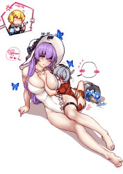 Rule 34 | 1boy, 2girls, absurdres, age difference, ass grab, bottle, breasts, bug, butterfly, character name, character request, child, commentary, faceless, faceless male, girls&#039; frontline, grey hair, hat, highres, ice, ice bucket, insect, large breasts, multiple girls, official alternate costume, size difference, swimsuit, vsk-94 (girls&#039; frontline), white background, wine bottle, z.s.w., zb-26 (girls&#039; frontline), zb-26 (nook of ephemeral dreams) (girls&#039; frontline)