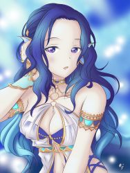 Rule 34 | 1girl, absurdres, alternate hairstyle, artist name, artist request, bare shoulders, blue eyes, blue hair, blue ribbon, blush, breasts, choker, cleavage, close-up, collarbone, curly hair, dress, facial mark, female focus, fins, gem, gold trim, grand blue fairy (love live!), hair between eyes, hair over shoulder, half-closed eyes, half updo, head fins, highres, jewelry, long hair, looking at viewer, love live!, love live! school idol festival, love live! school idol festival all stars, love live! sunshine!!, matsuura kanan, medium breasts, o-ring dress, parted lips, pearl (gemstone), plaid, plaid dress, pleated, pleated dress, purple eyes, ribbon, smile, solo, upper body