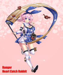 Rule 34 | 1girl, :q, absurdres, alternate costume, bird, blue eyes, blush, breasts, chocolate, cleavage, cleavage cutout, clothing cutout, hair ribbon, hairband, highres, large breasts, licking lips, looking at viewer, meme attire, official art, open-chest sweater, personification, pink hair, ponytail, ranger (warship girls r), ribbed sweater, ribbon, sirills, skirt, smile, solo, sweater, tongue, tongue out, valentine, warship girls r