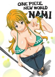 Rule 34 | 1girl, breasts, huge breasts, nami (one piece), one piece, orange hair, poyonken