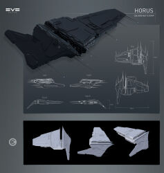 Rule 34 | 3d, battleship (eve online), caldari state (eve online), character sheet, commentary, concept art, copyright name, electronic warfare ship (eve online), emblem, eve online, from side, glowing, greyscale, highres, logo, military vehicle, monochrome, multiple views, no humans, noc-d, original, radio antenna, realistic, science fiction, spacecraft, thrusters, vehicle focus