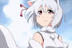 Rule 34 | 1girl, animal ears, animated, animated gif, anime coloring, bwell, hat, inubashiri momiji, md5 mismatch, red eyes, resolution mismatch, short hair, solo, source larger, tokin hat, touhou, ugoira, white hair, wolf ears