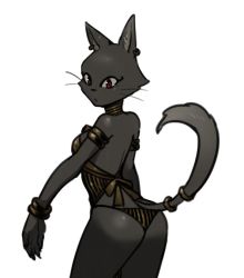 Rule 34 | 1girl, armlet, armor, ass, bracelet, cat, female focus, furry, furry female, harusame10000, jewelry, neck ring, red eyes, solo, tail