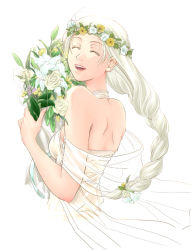 Rule 34 | 1girl, braid, dress, flower, mr.romance, solo, wedding, wedding dress, white hair