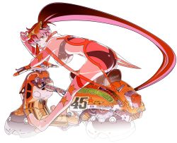 Rule 34 | 00s, absurdres, bikini, boots, breasts, full body, gloves, hanging breasts, highres, huge breasts, ponytail, red hair, sideboob, solo, swimsuit, tengen toppa gurren lagann, transparent background, vector trace, yoko littner