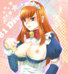 Rule 34 | 81diver, blush, breasts, large breasts, maid, mole, nipples, ukeshi