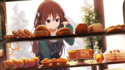 Rule 34 | 1girl, 22/7, 22/7 ongaku no jikan, bee, black skirt, blurry, bow, bowtie, braid, braided hair rings, brown eyes, brown hair, bug, cake, closed mouth, collarbone, depth of field, dutch angle, food, game cg, green bow, green bowtie, green shirt, hair between eyes, hair ribbon, highres, honey, indoors, insect, lens flare, long sleeves, looking at food, muffin, non-web source, official art, plaid, plaid skirt, pleated skirt, ribbon, sailor collar, school uniform, serafuku, shirt, sidelocks, skirt, smile, solo, sparkle, strawberry shortcake, tachikawa ayaka, tart (food), twin braids, waffle, white sailor collar