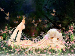 Rule 34 | 00s, 1girl, barefoot, blonde hair, bug, butterfly, chii, chobits, completely nude, feet up, field, flower, flower field, full body, insect, legs together, long hair, looking at viewer, lying, night, night sky, nude, on grass, on stomach, outdoors, parted lips, sky, soles, solo, star (sky), starry sky, tagme, toes, very long hair