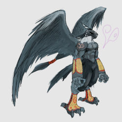 Rule 34 | armor, crests (digimon), digimon, feathers, garuda (mythology), garudamon, heart, mask, original, wings