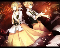 Rule 34 | 1boy, 1girl, brother and sister, cremation melody (vocaloid), dress, kagamine len, kagamine rin, musical note, siblings, tama (songe), twins, vocaloid