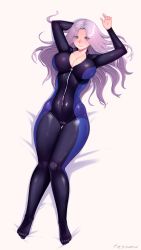 Rule 34 | bad id, bad pixiv id, bodysuit, breasts, cleavage, diving suit, full body, silver hair, skin tight, solo, tagme, tesomu, wetsuit