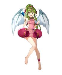 Rule 34 | 1girl, artist request, barefoot, feet, fire emblem, fire emblem: mystery of the emblem, fire emblem heroes, food, full body, green eyes, green hair, highres, long hair, looking at viewer, nintendo, official art, open mouth, pointy ears, ponytail, popsicle, solo, swimsuit, tiara, tiki (fire emblem), tiki (young) (fire emblem), toes, transparent background, white background, wings