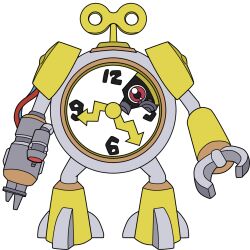 Rule 34 | clock, clockmon (digimon xros wars), digimon, digimon (creature), highres, looking at viewer, red eyes, robot, solo, transparent background