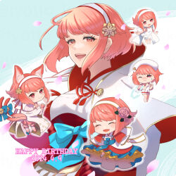 Rule 34 | animal ears, cat ears, dated, fire emblem, fire emblem fates, hairband, happy birthday, highres, japanese clothes, nintendo, open mouth, pink eyes, pink hair, sakura (fire emblem), sakura (halloween) (fire emblem), sakura (hostile springs) (fire emblem), sakura (valentine) (fire emblem), tyotto ko i, white hairband