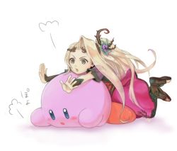 Rule 34 | 1girl, bad id, bad pixiv id, blonde hair, blue eyes, company connection, crossover, dress, flower, hair flower, hair ornament, kid icarus, kid icarus uprising, kirby, kirby (series), long hair, viridi, nintendo, oomoto makiko, open mouth, sandals, solo, thorns, very long hair, voice actor connection, yellow eyes