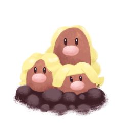 Rule 34 | alolan dugtrio, alolan form, alternate hairstyle, animated, animated gif, black eyes, blonde hair, braid, commentary, creature, creatures (company), english commentary, game freak, gen 7 pokemon, hair bun, kc art, long hair, looking at viewer, mohawk, nintendo, no humans, parted hair, pokemon, pokemon (creature), ponytail, short twintails, signature, simple background, single hair bun, solo, sunglasses, twintails, white background