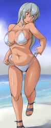 Rule 34 | 00s, 1girl, aged up, beach, bikini, bikini tan, bikini top lift, breasts, clothes lift, clothes pull, day, large breasts, lifting own clothes, long image, ocean, one-piece swimsuit pull, red eyes, rozen maiden, sandals, silver hair, solo, standing, strap lift, suigintou, swimsuit, tall image, tan, tanline, third-party edit, tsuda nanafushi, wet, white bikini
