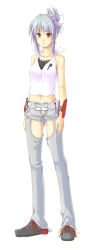 Rule 34 | 1girl, bare shoulders, belt, blue hair, brown eyes, car, chaps, halterneck, long image, midriff, mitsubishi, mitsubishi motors, motor vehicle, navel, personification, shoes, short hair, sidelocks, silver hair, sneakers, solo, source request, tall image, vehicle, wrist cuffs, yellow eyes