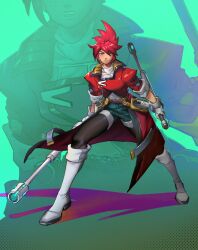 Rule 34 | 1girl, absurdres, baton (weapon), belt, blue eyes, boots, gloves, gnrtnmart, hair between eyes, hi-fi rush, highres, holding, holding weapon, korsica (hi-fi rush), looking at viewer, pink hair, shorts, solo, thighhighs, weapon