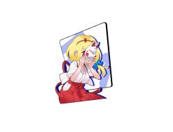 Rule 34 | 1girl, blonde hair, game cg, long hair, m hold&rsquo;em, official art, red eyes, solo, transparent background, yoshizaki mine